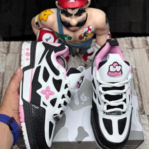 Skate Sneakers Blanca-Negra-Rosa FE