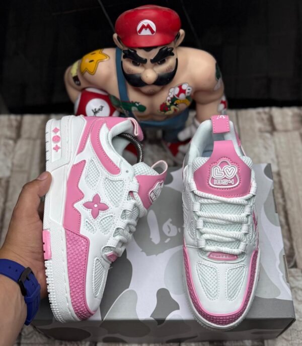 Skate Sneakers Blanca-Rosa FE